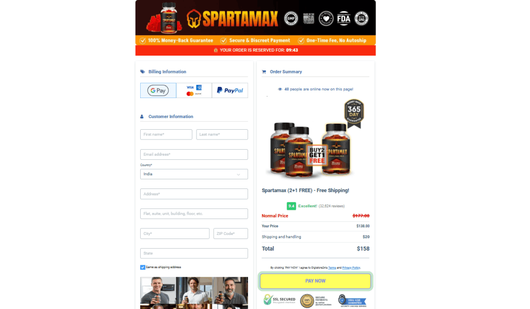 SpartaMax checkout page